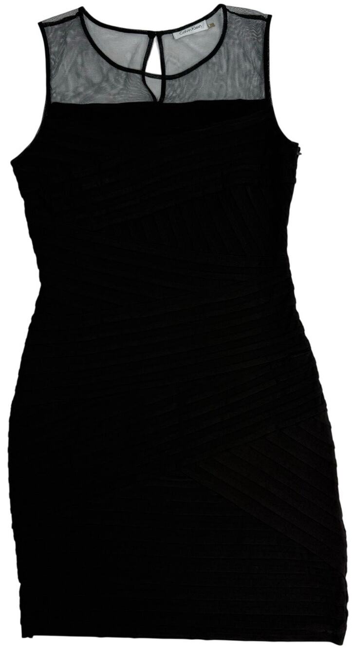 Calvin Klein Black Cocktail Dress Mesh Top Detail Women's 6